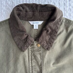 Old Navy Canvas Field Jacket Women’s XLT Olive Corduroy Collar NWT Unlined
